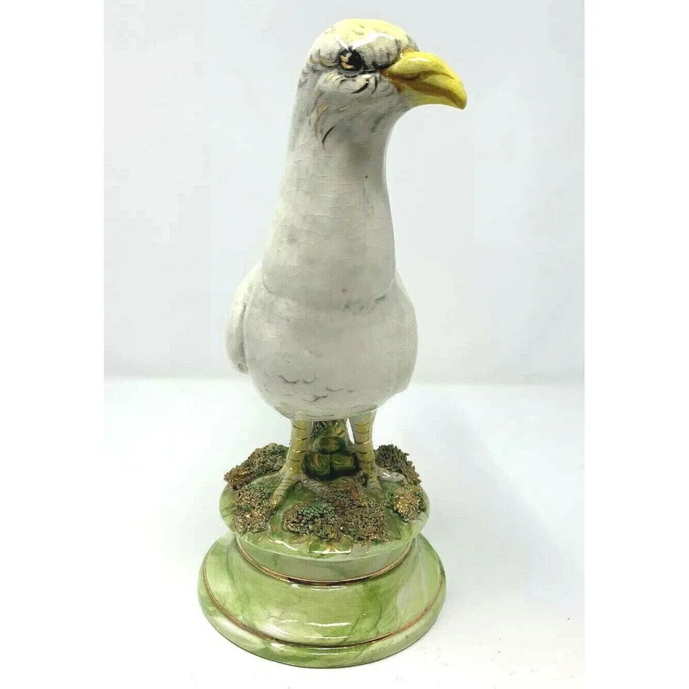 Vintage Freeman Leidy Majolica Ceramic Bird Sculpture 9 3/4